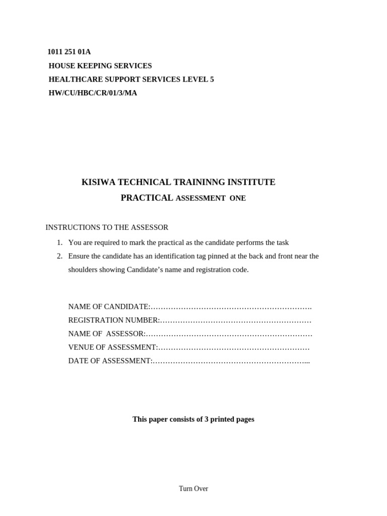 Housekeeping Observation Assessment Report | PDF | Hygiene | Cleaning