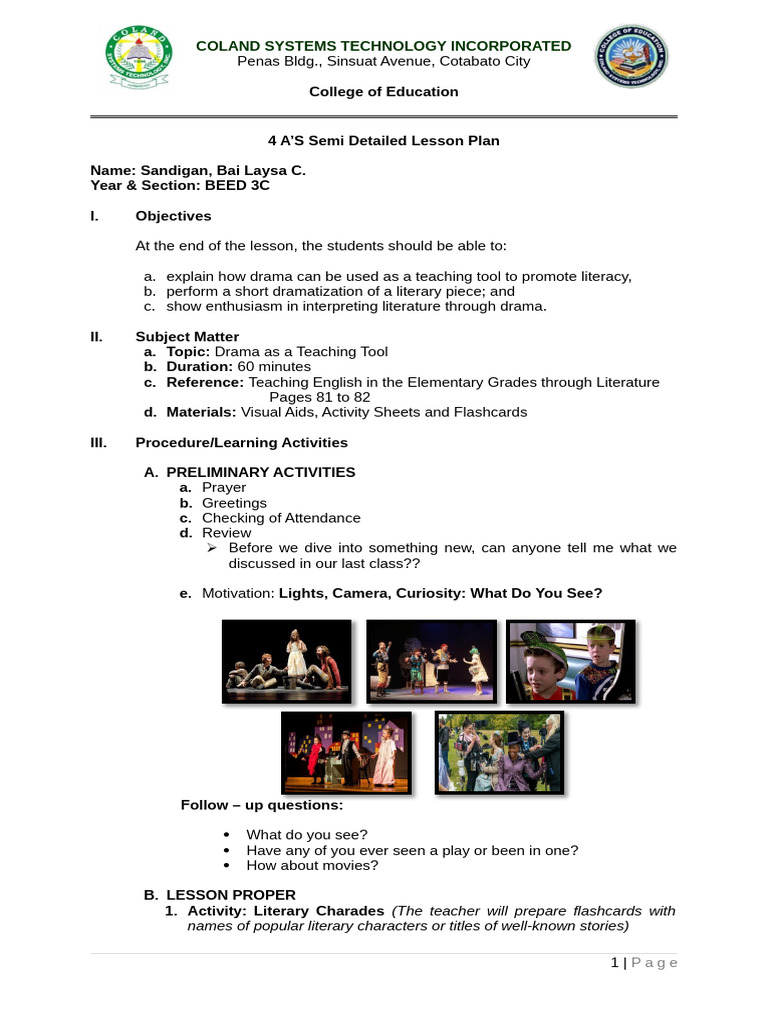 Drama as a Literacy Teaching Tool | PDF | Literacy | Lesson Plan