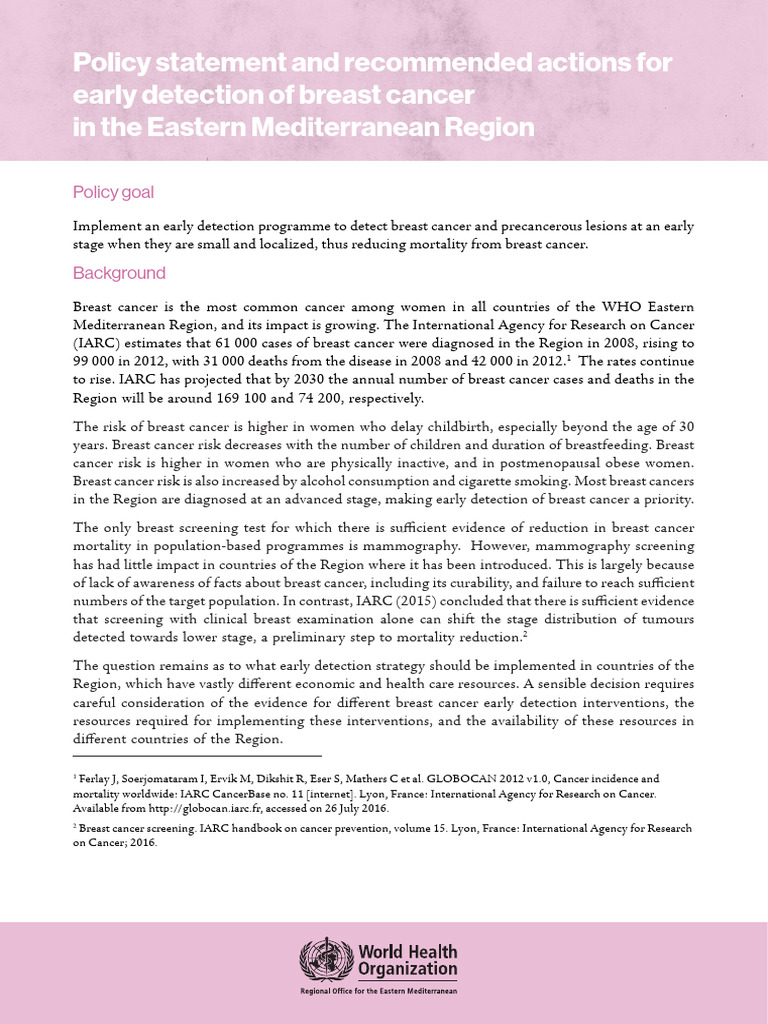 Early Detection of Breast Cancer in EMR | PDF | Mammography | Screening ...