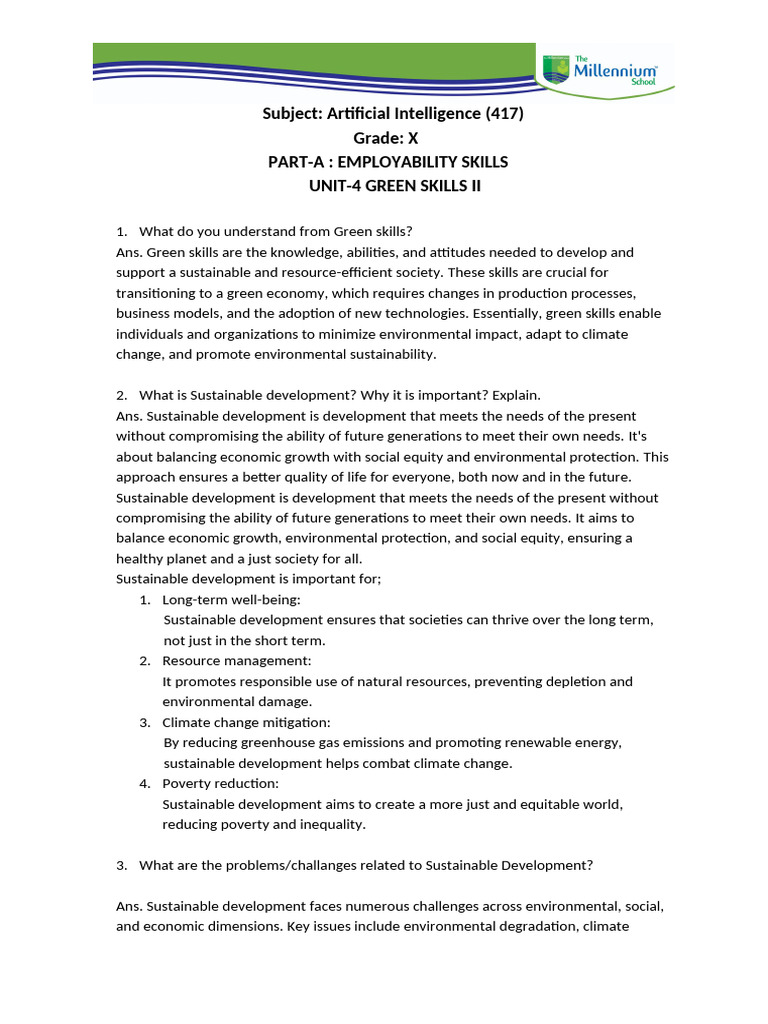 Green Skills and Sustainable Development | PDF | Sustainability ...
