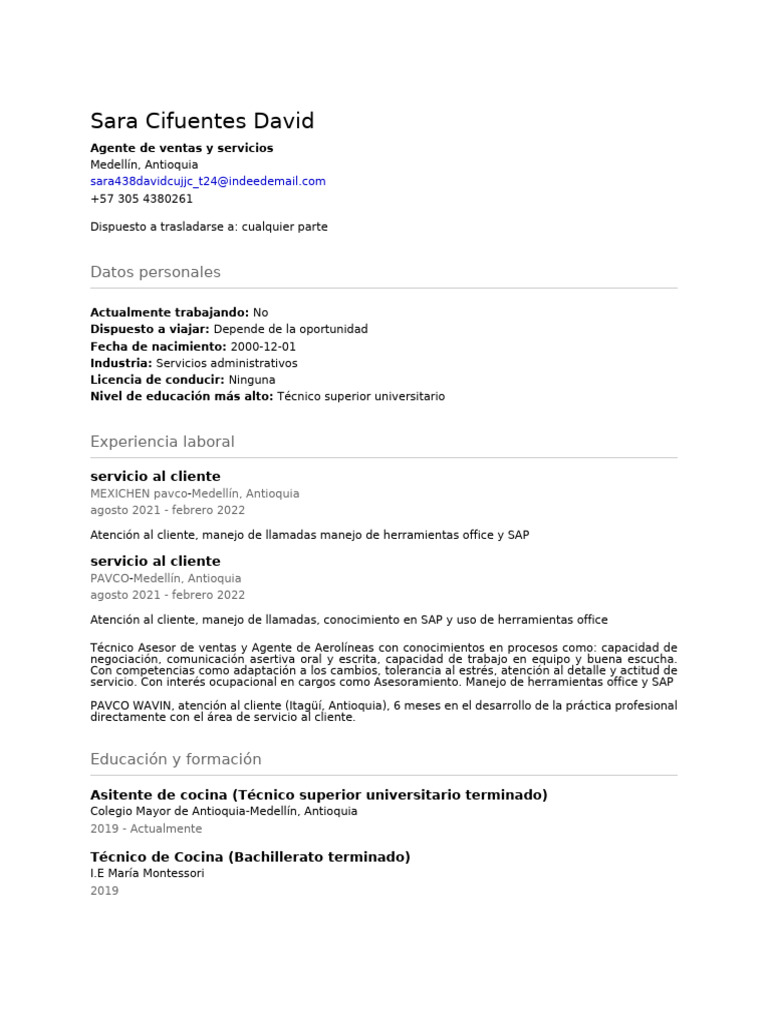 CV Sara Cifuentes David | PDF