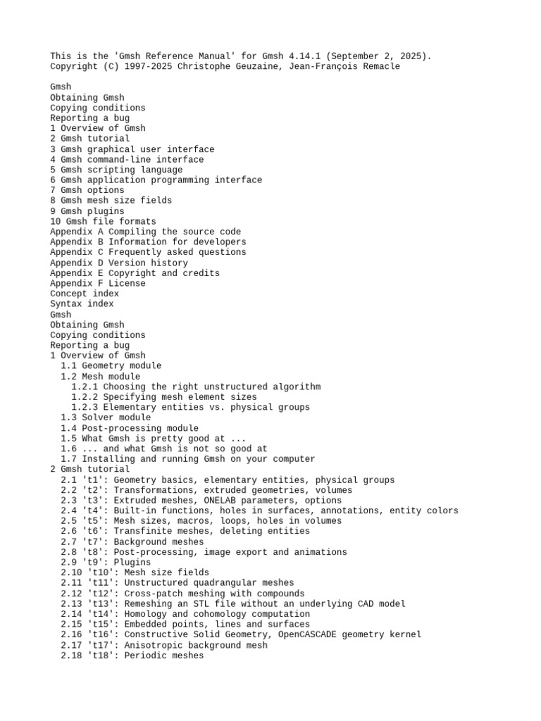 Gmsh 4.14.1 Reference Manual | PDF | Graphical User Interfaces ...