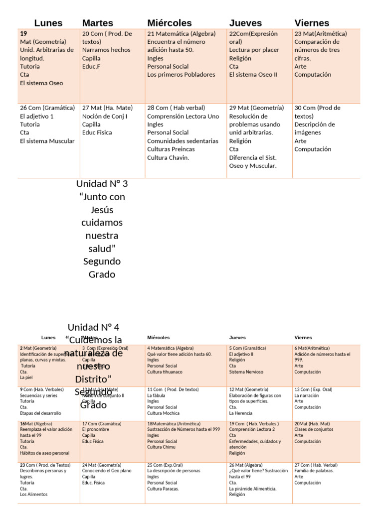 Plan de Clases Segundo Grado 2023 | PDF | Matemáticas