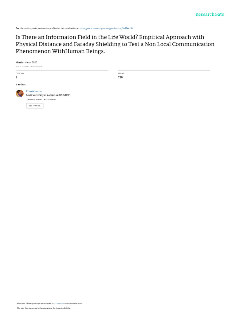 Information Field Nonlocal With Human Beings | PDF | Theory | Physics