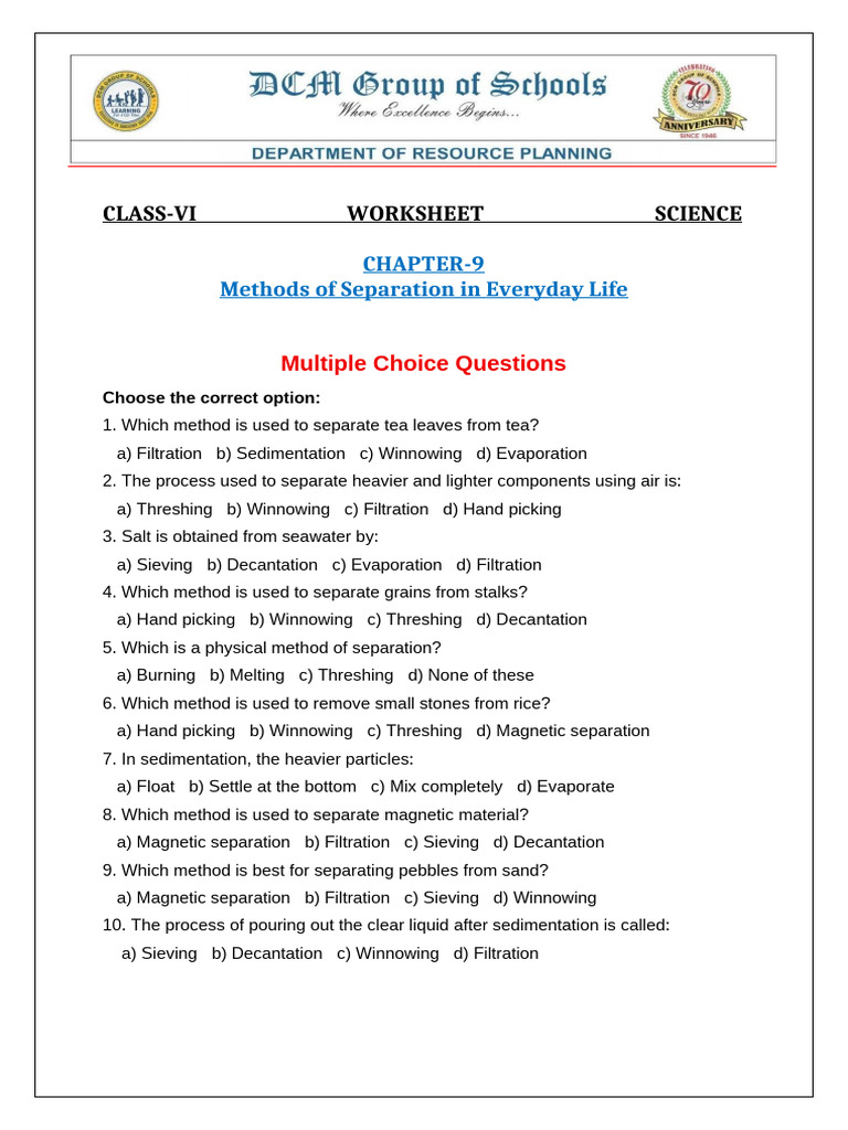 Resource 20250729142620 Objectiveassignment Class6 Science CH 9 | PDF ...