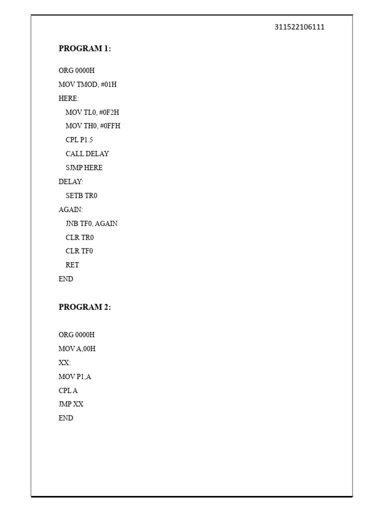 Assembly Language Program Examples | PDF