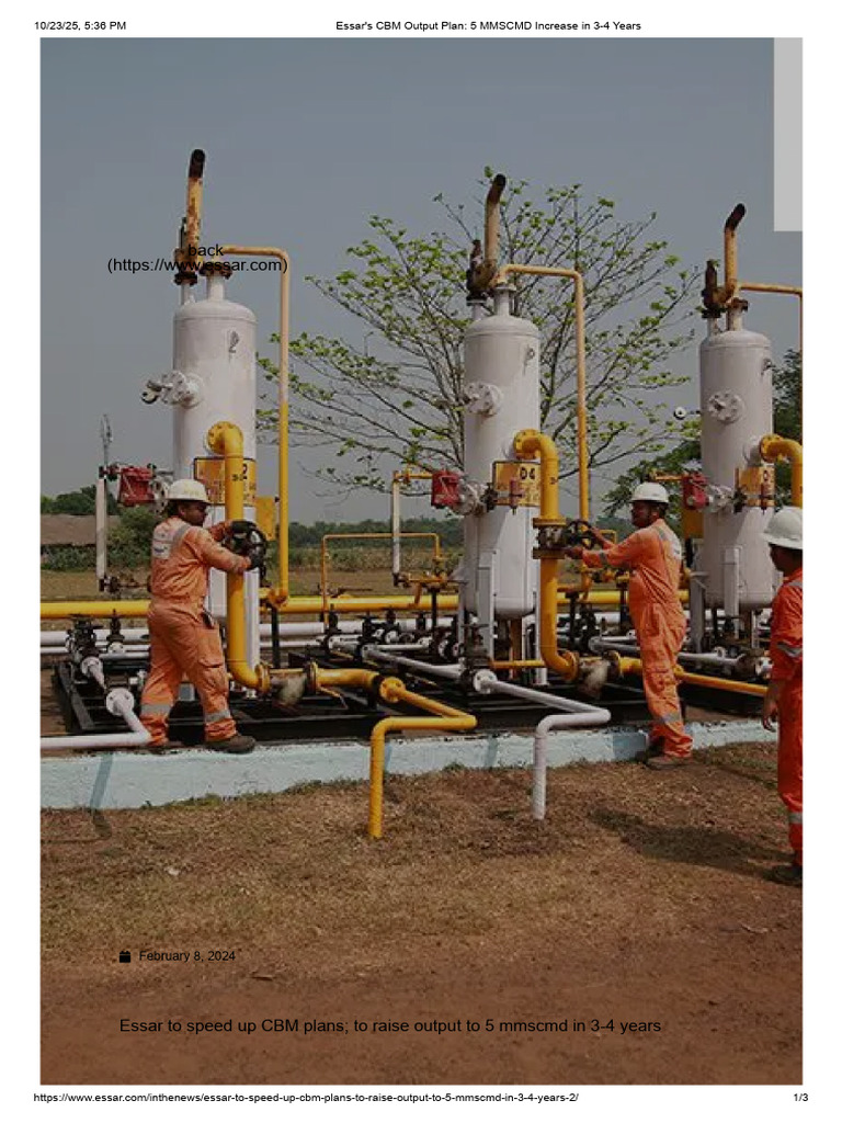 Essar's CBM Output Boost to 5 MMSCMD | PDF | Natural Gas | Shale Gas