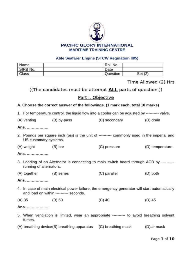 PGI III-5 Question Set | PDF | Mechanical Engineering