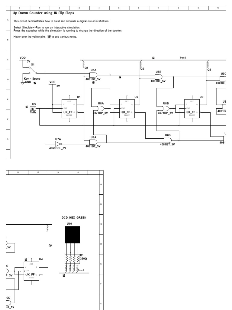 Up-Down Counter Circuit in Multisim | PDF