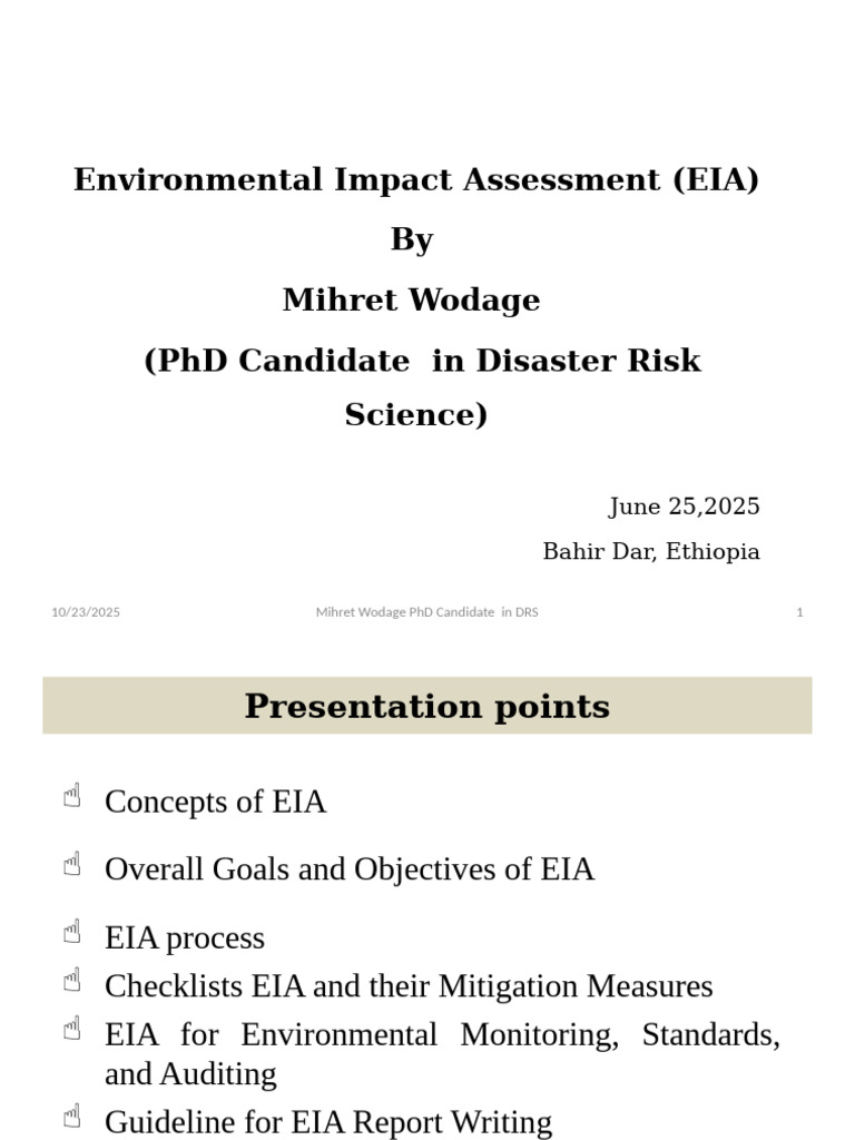 Workshop Presentation of EIA | PDF | Environmental Impact Assessment ...