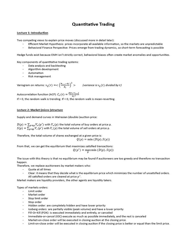 Quantitative Trading Strategies Overview | PDF | Risk | Efficient ...