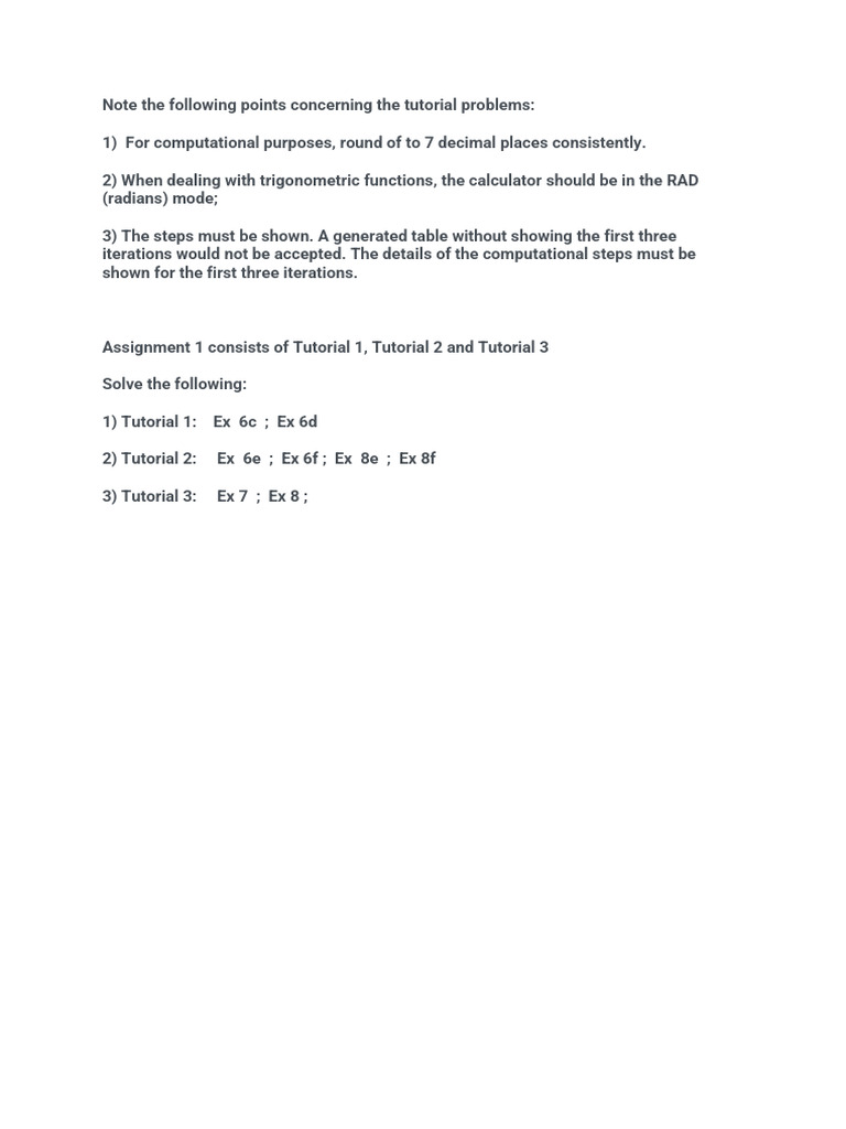 Tutorial Problem Guidelines and Assignments | PDF