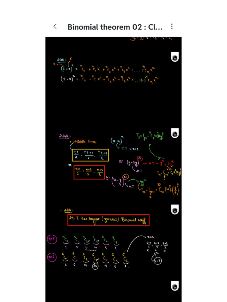 Binomial Theorem Notes | PDF
