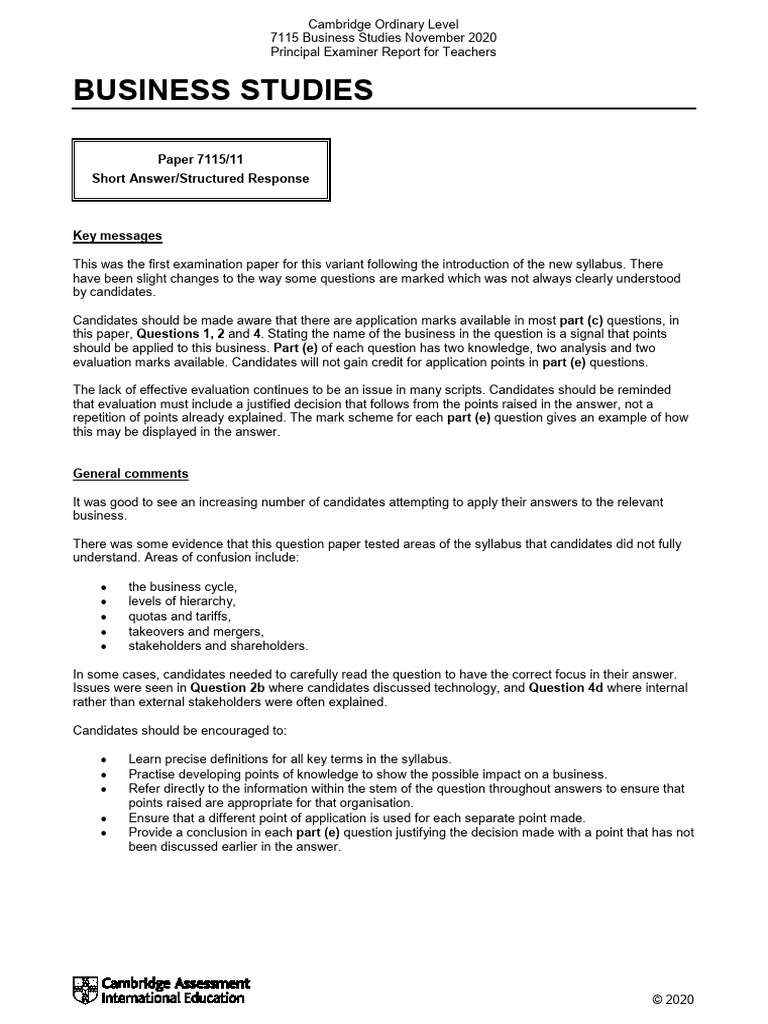 Cambridge O Level Business Studies Report | PDF | Knowledge | Franchising
