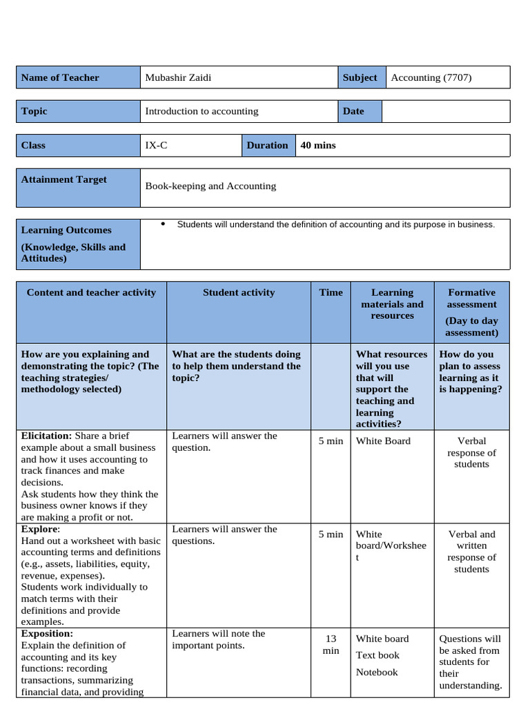 Introduction to Accounting Basics | PDF | Educational Assessment | Learning