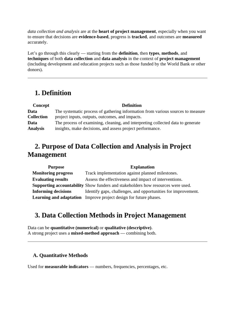 Data Collection and Analysis Are at The Heart of Project Management ...