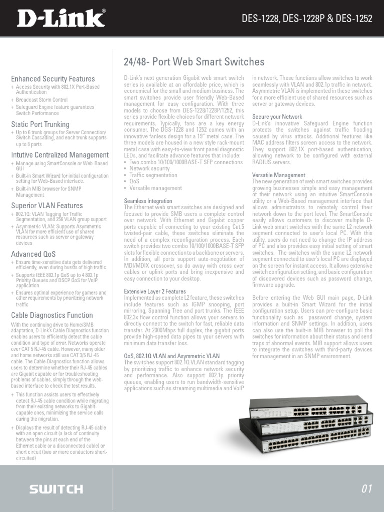 D-Link DES-1228 Web Smart Switches | PDF | Network Switch | Computer ...