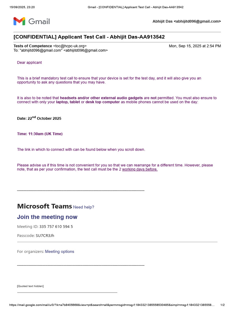 Applicant Test Call Instructions | PDF