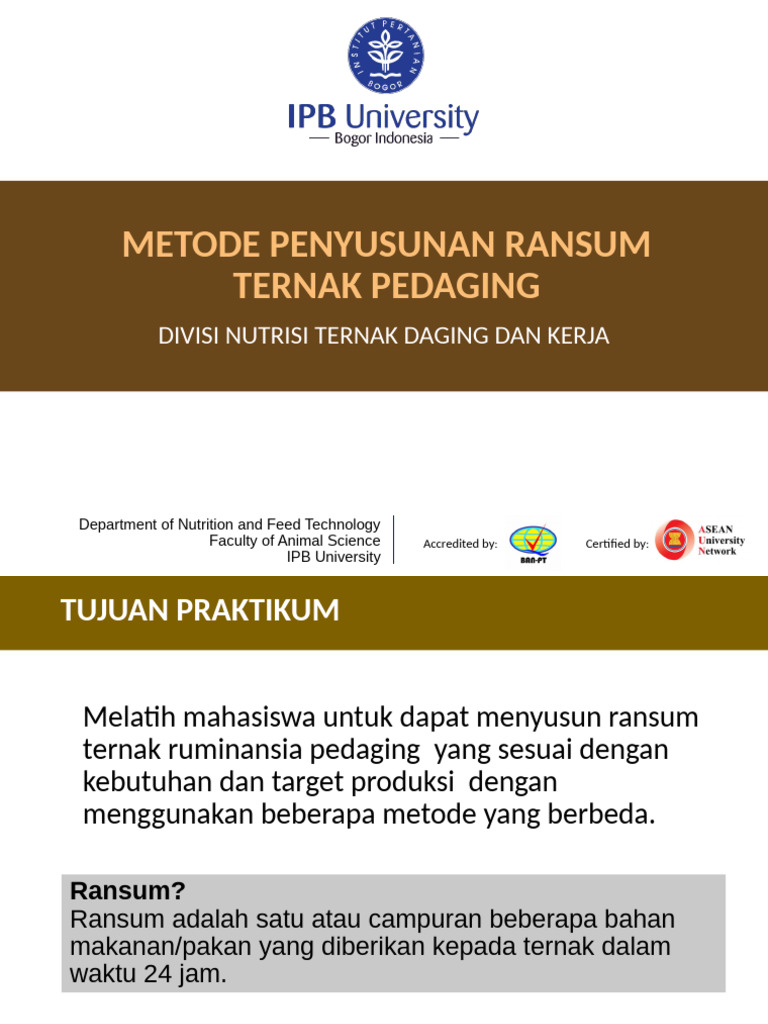 Metode Penyusunan Ransum Pedaging | PDF