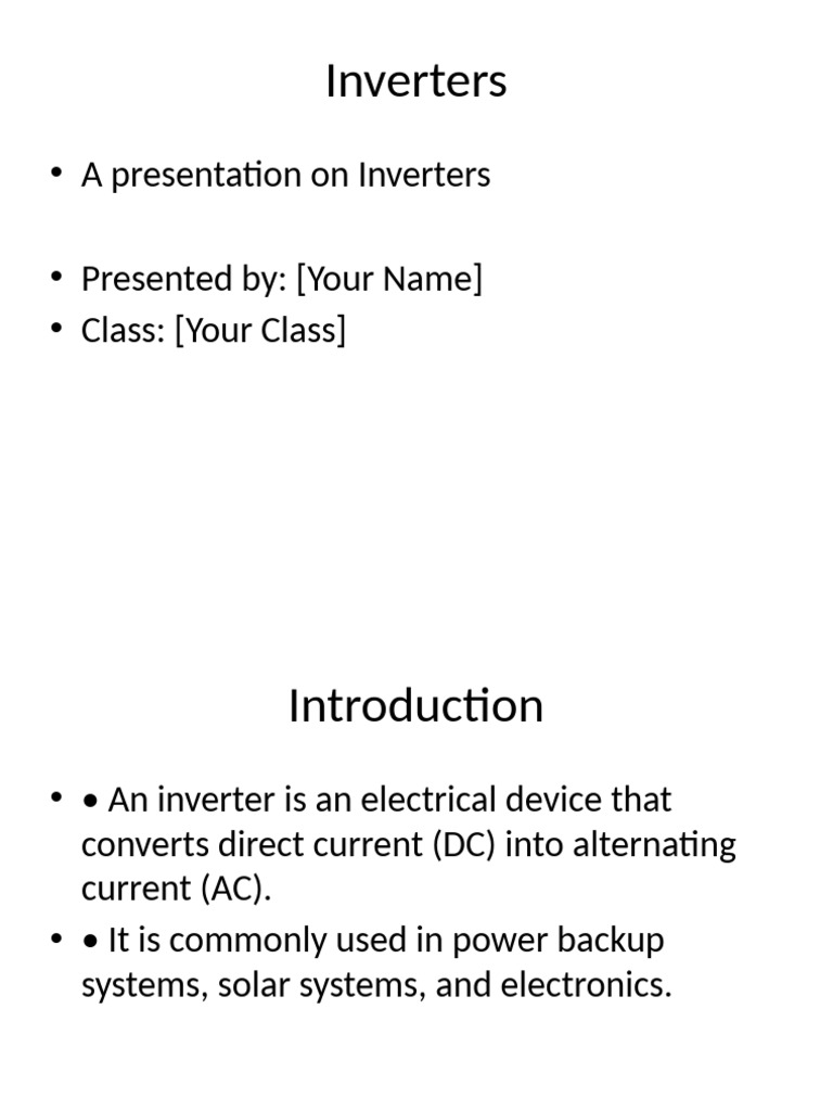 Inverters Presentation Beginner Pdf