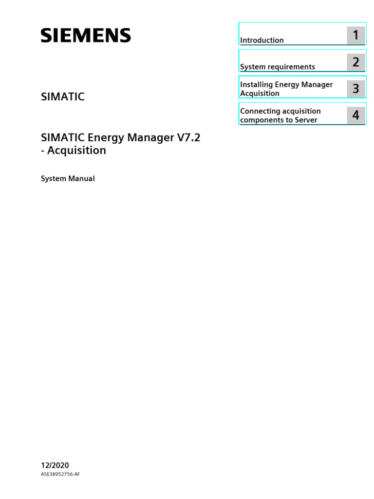 SIMATIC Energy Manager V7.2 Manual | PDF | Microsoft Windows | Proxy Server