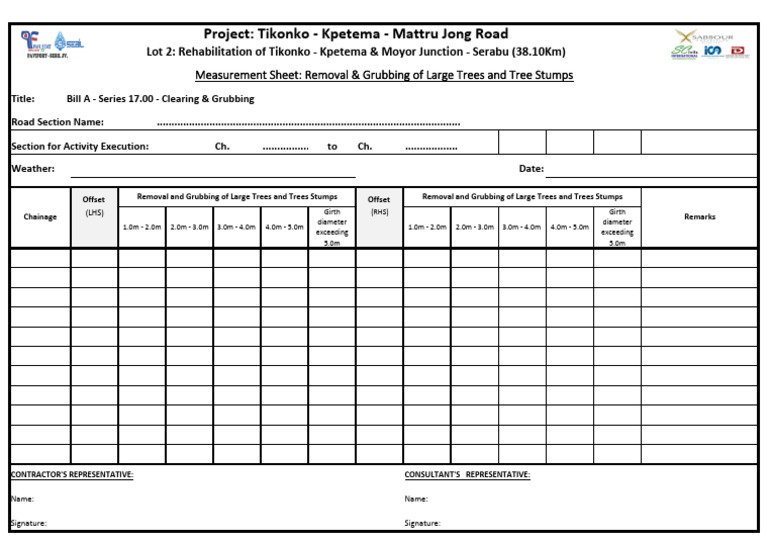 Measurement Shhet - Clearing and Grubbing | PDF | Trees | Forestry