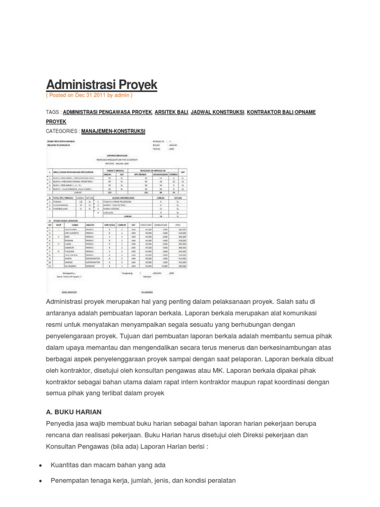 Contoh Laporan Harian Proyek Jalan Raya Kumpulan Contoh
