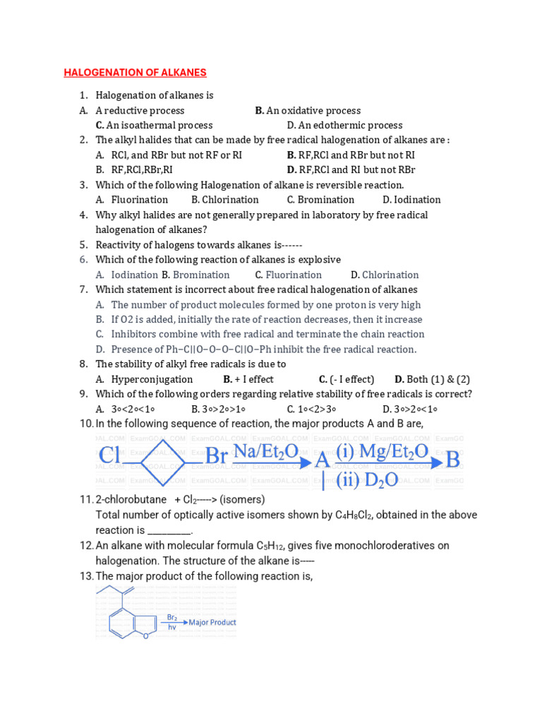 Chemical Properties of Alkane | PDF | Alkane | Chemical Reactions
