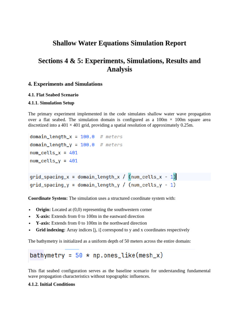 Shallow Water Equations Report Updated | PDF | Waves | Momentum