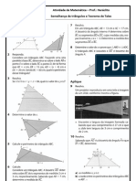 Teorema Tales Semelhanca Triangulos