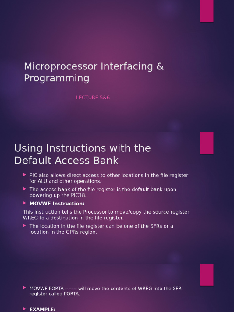 PIC18 Microprocessor Instruction Guide | PDF | Assembly Language ...