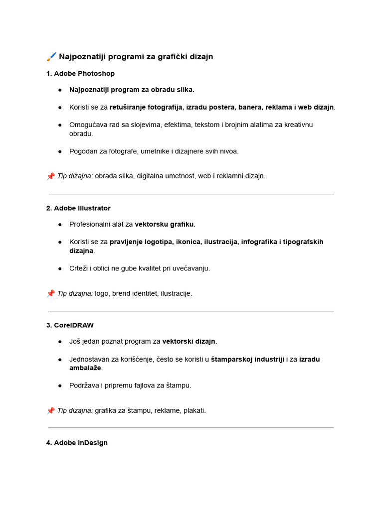 ? Najpoznatiji Programi Za Grafički Dizajn | PDF
