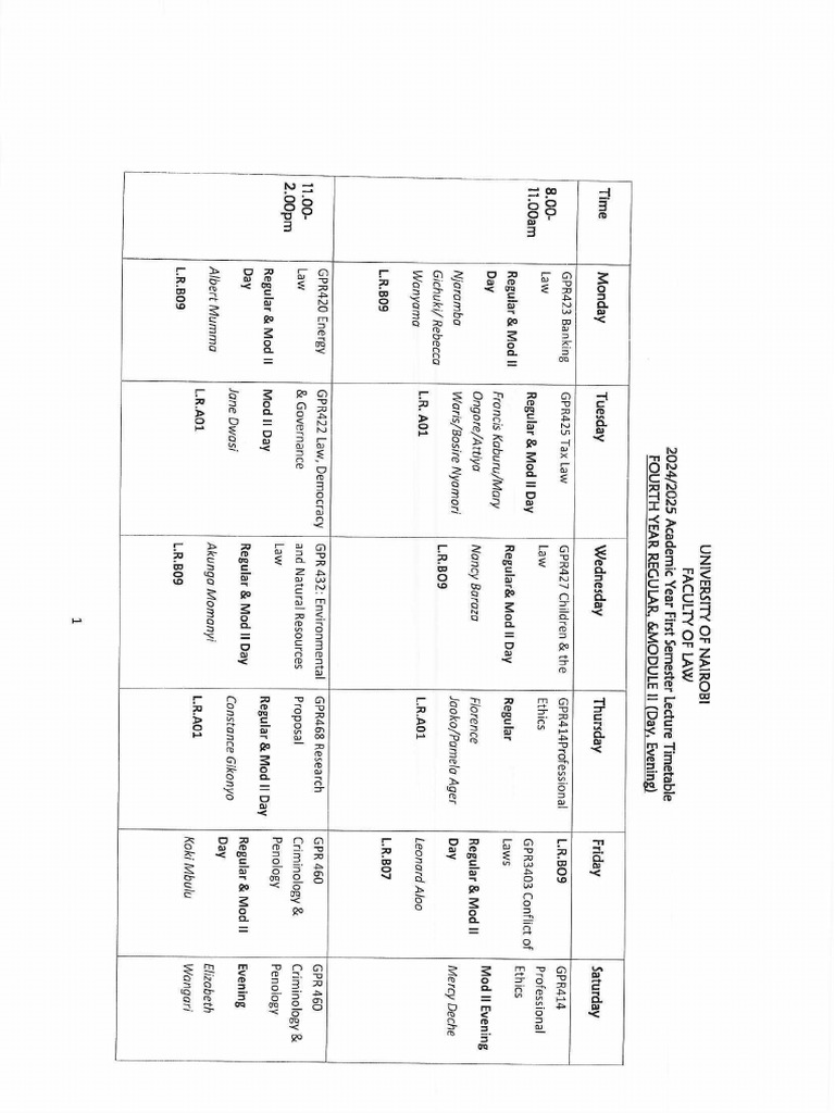 Revised 4th Year Teaching Timetable | PDF