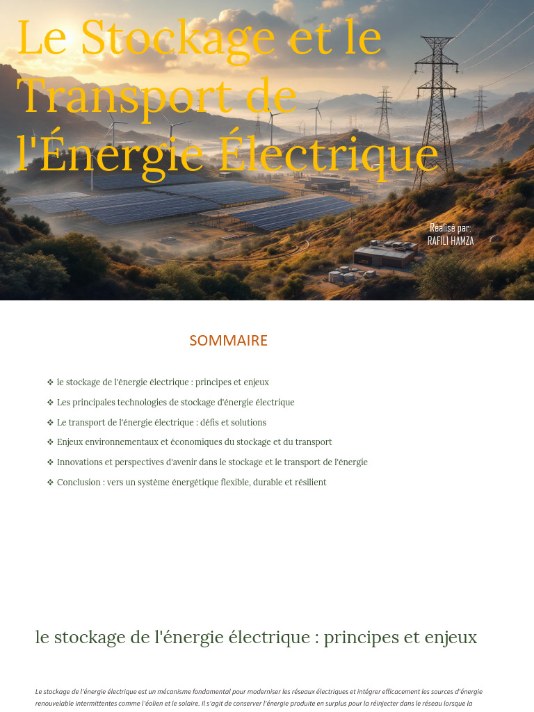 Stockage et Transport de l'Énergie Électrique | PDF | Stockage de l ...