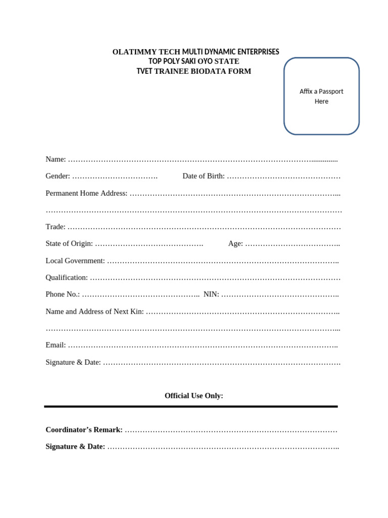 TVET Program Reg Form | PDF