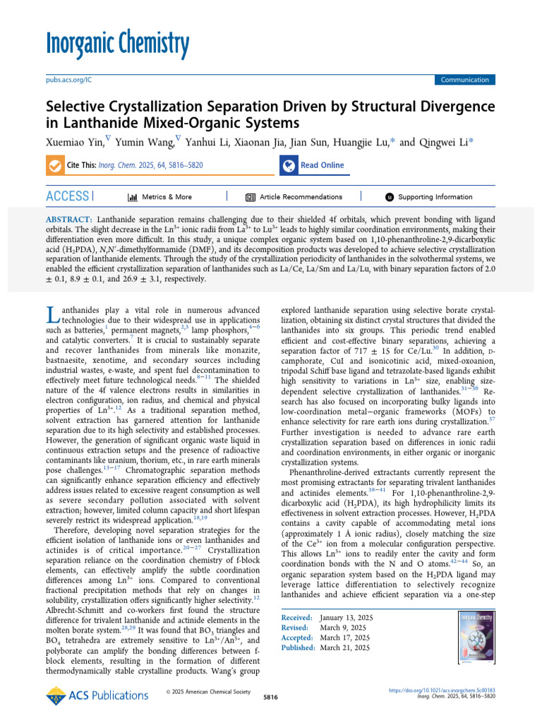 Selective Crystallization Separation Driven by Structural Divergence in ...