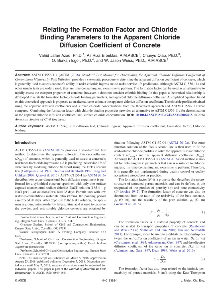 Chloride Diffusion in Concrete Analysis | PDF | Diffusion | Porosity