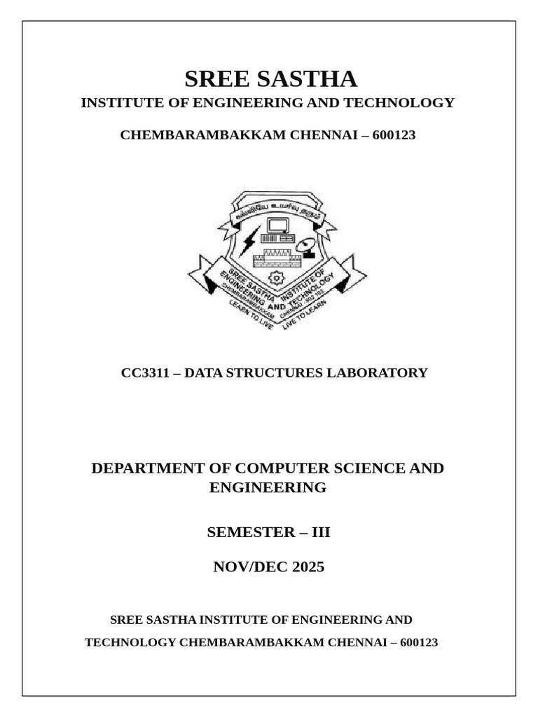 Data Structures Laboratory Record | PDF | Algorithms And Data ...