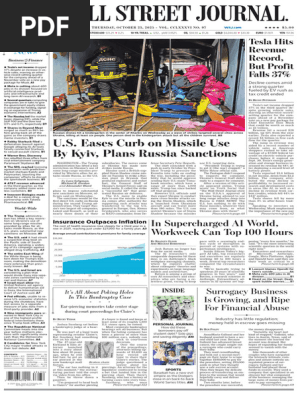 Close-up of financial news from the Wall Street Journal