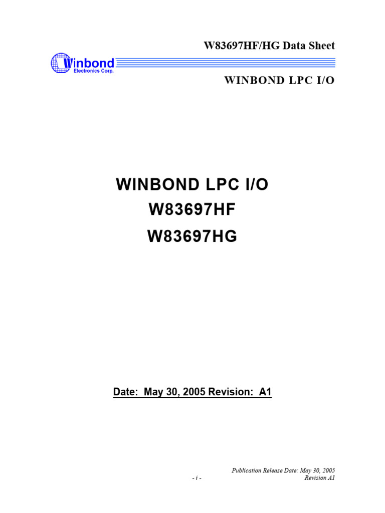 W83697HG | PDF | Input/Output | Floppy Disk