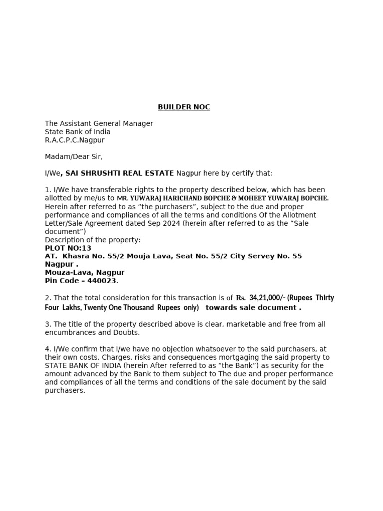 Plot No 13 Noc Sbi | PDF | Banks | Receipt