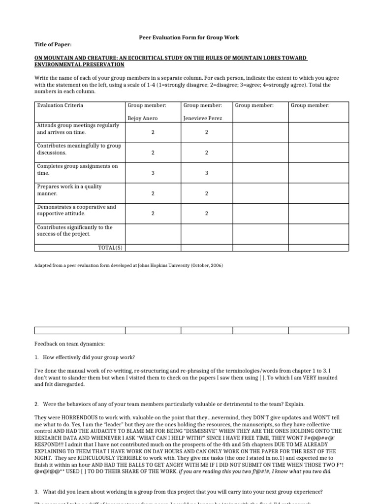 Peer Evaluation - Lang Ed Research 2 | PDF | Cognition | Behavioural ...