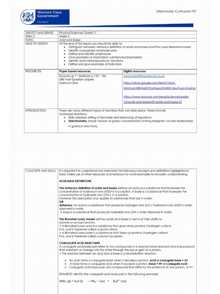 Acid and Base Notes | PDF