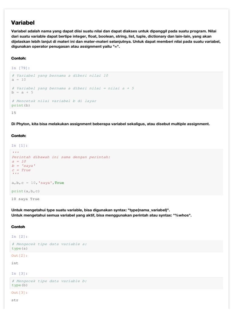 Panduan Variabel dan Tipe Data Python | PDF