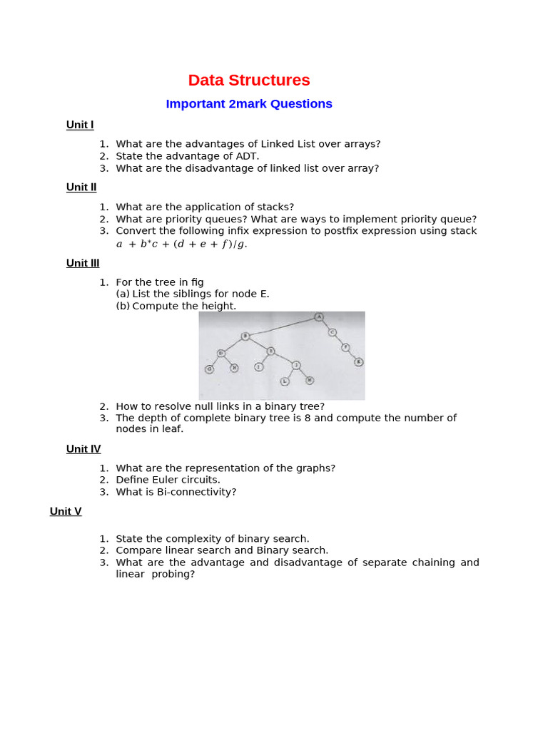 Data Structures: Key Questions & Concepts | PDF | Queue (Abstract Data ...