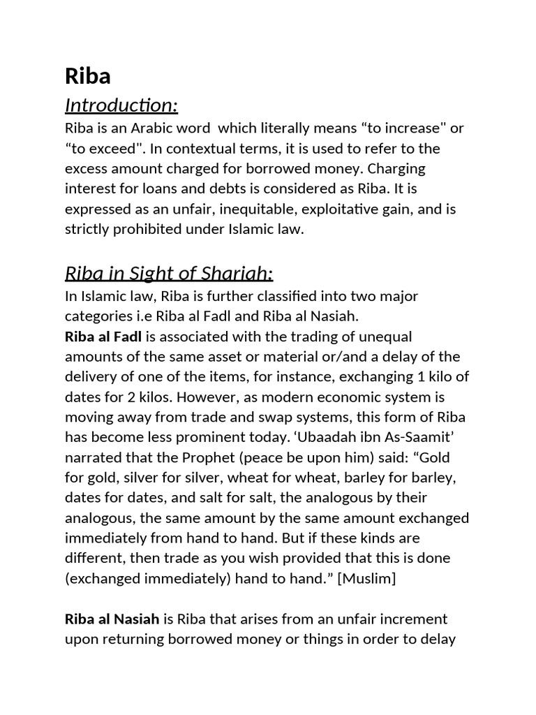 Understanding Riba in Islamic Finance | PDF | Interest | Islamic ...