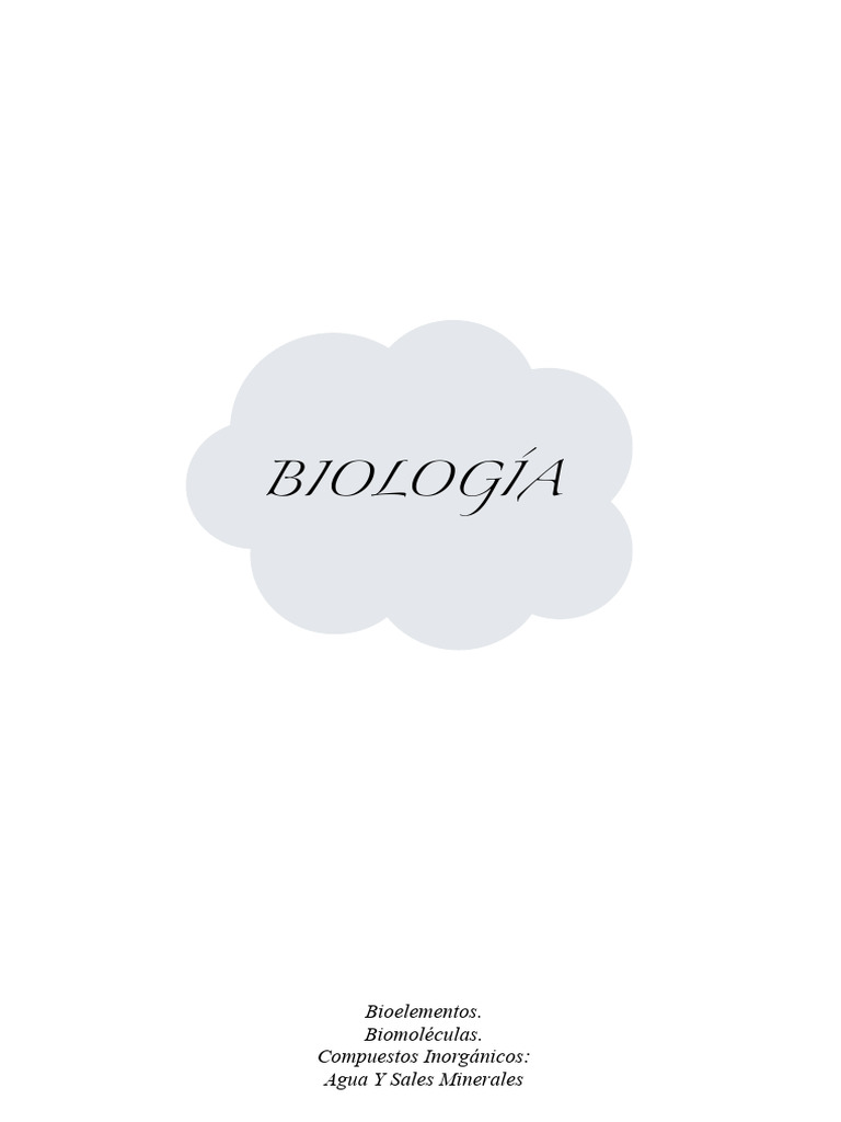 BACH BIOLOGÍA Bioelementos. Biomoléculas. Compuestos Inorgánicos - Agua ...
