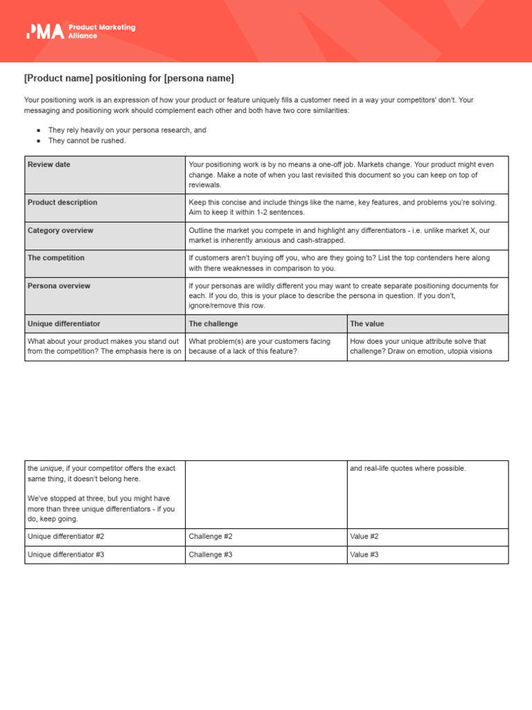 Product Positioning for Target Personas | PDF