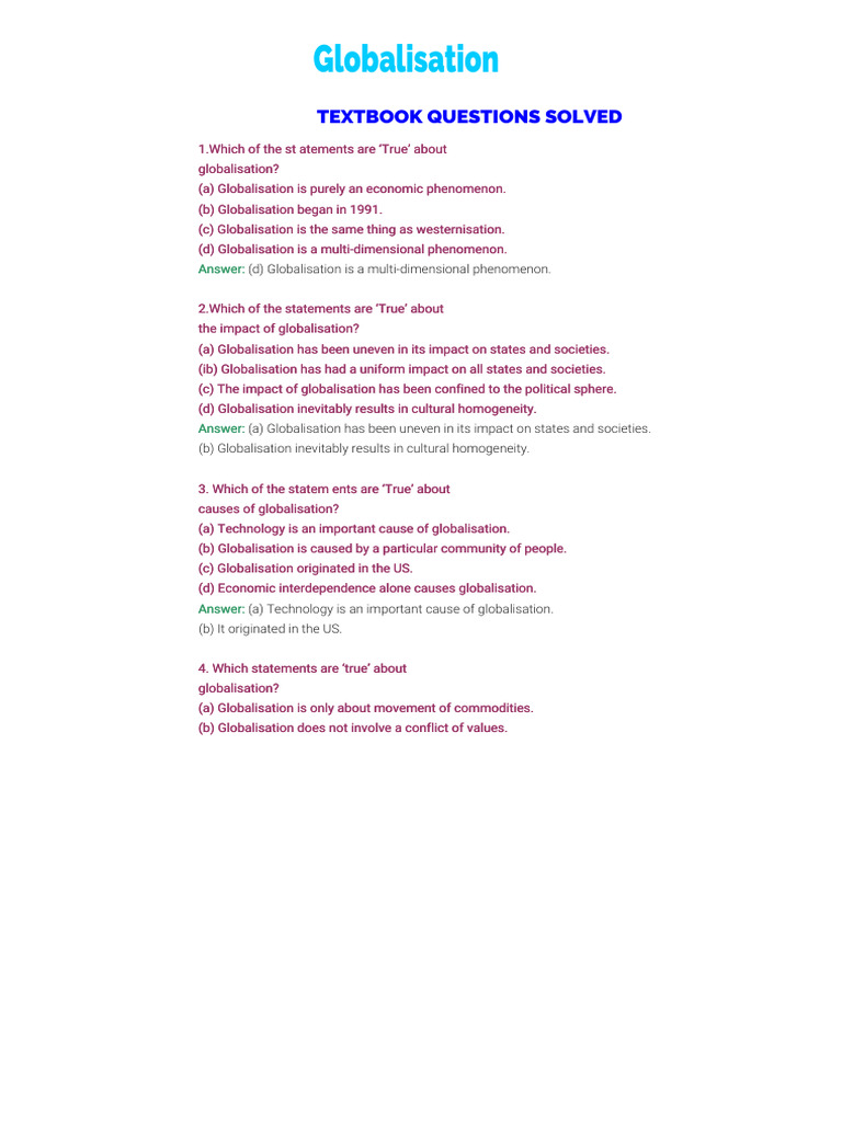 Key Concepts of Globalisation Explained | PDF | Globalization | Poverty