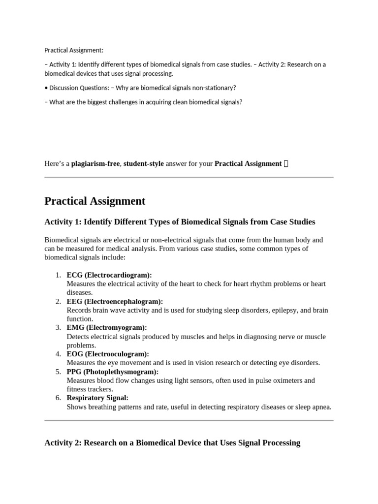Signal and System Assignment 1 | PDF | Electrocardiography ...